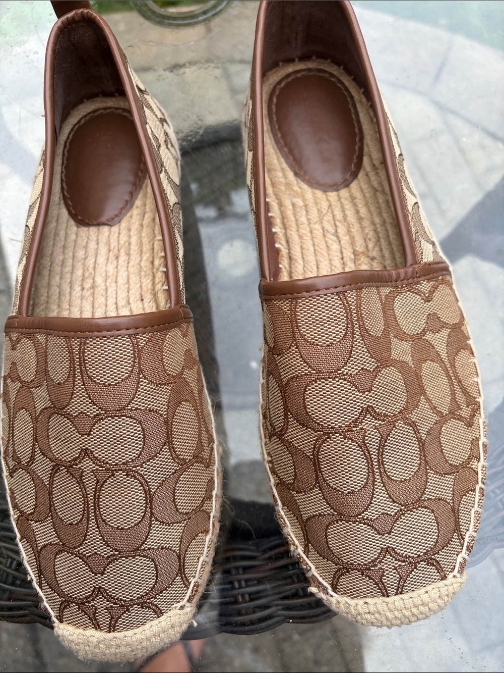 Coach Brown Patterned Women's Slip-On Espadrilles